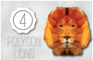4 Geometric Polygon Lions