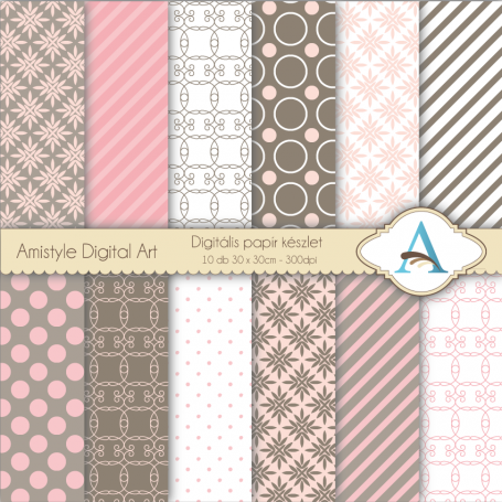 Pink and Grey - Digital Paper Pack