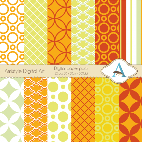 Orange and Lime-Digital Paper Pack