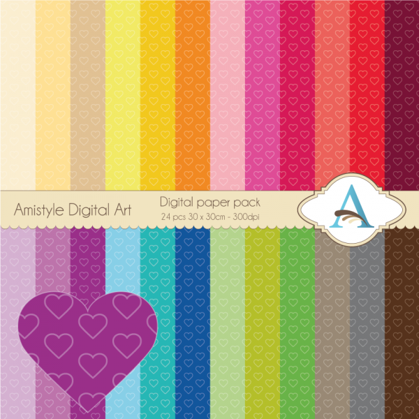 Download Rainbow Hearts - Digital Paper Pack  