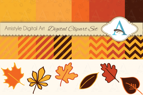 Download Leaves Cliparts and Fall Digital Paper Set 