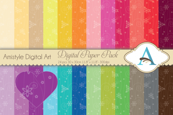 Download Rainbow Flower Trails Digital Paper Pack 