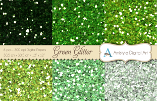 Glitter Papers - Green - Digital