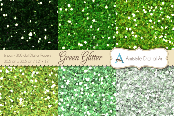 Download Glitter Papers - Green - Digital Paper Pack  