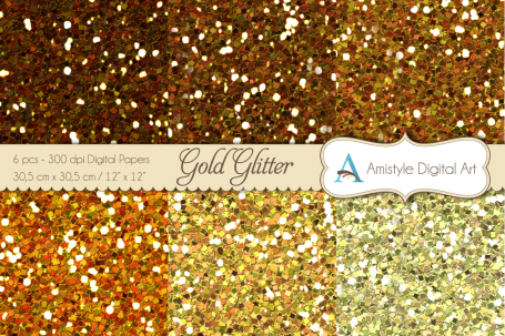 Glitter Papers - Gold - Digital