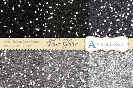 Glitter Papers - Silver - Digital