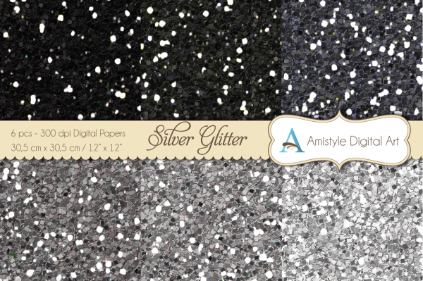 Download Glitter Papers - Silver - Digital Paper Pack 