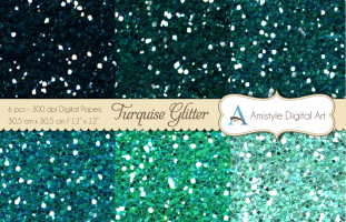 Glitter Papers - Turquoise -