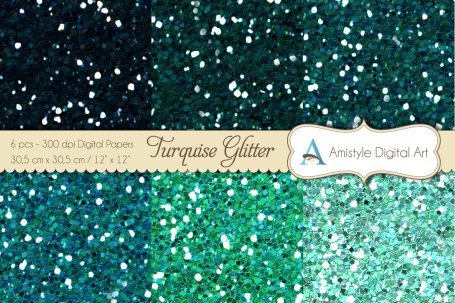 Glitter Papers - Turquoise -