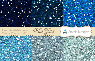 Glitter Papers - Blue - Digital