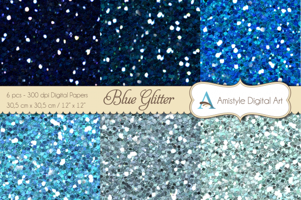 Download Glitter Papers - Blue - Digital Paper Pack 