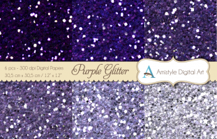 Glitter Papers - Purple - Digital