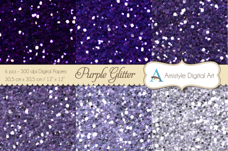 Glitter Papers - Purple - Digital