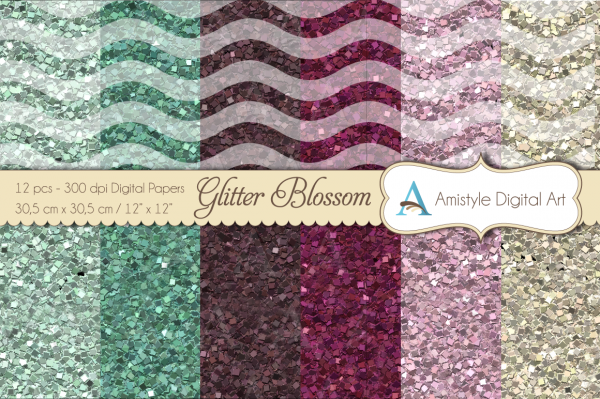 Download Glitter Papers - Blossom - Digital Paper Pack 