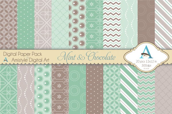 Download Mint & Chocolate - Digital Paper Pack 