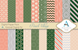 Peach Village - Digital Paper Pack