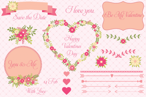 Download Valentine Flower Clipart and Paper Set 