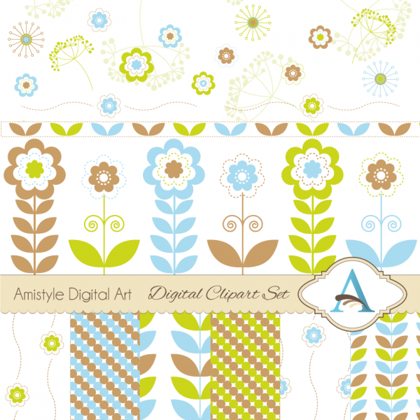 Download Flowers Clipart and Digital Paper Set  