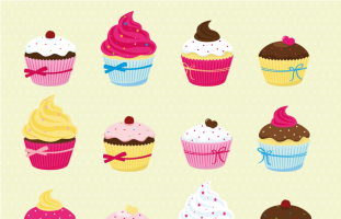 Valentine Cupcakes Clipart and