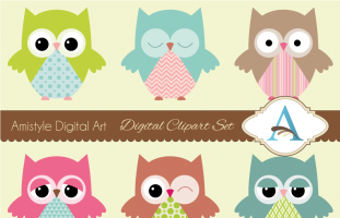 Owl Clipart Paper Set 