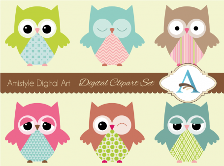 Owl Clipart Paper Set 