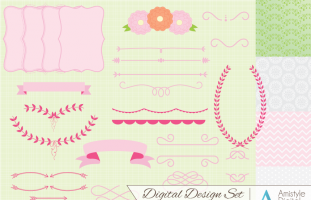 Pink Flower Clipart, Paper &