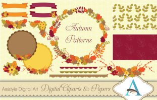 Autumn Flower Clipart, Paper &