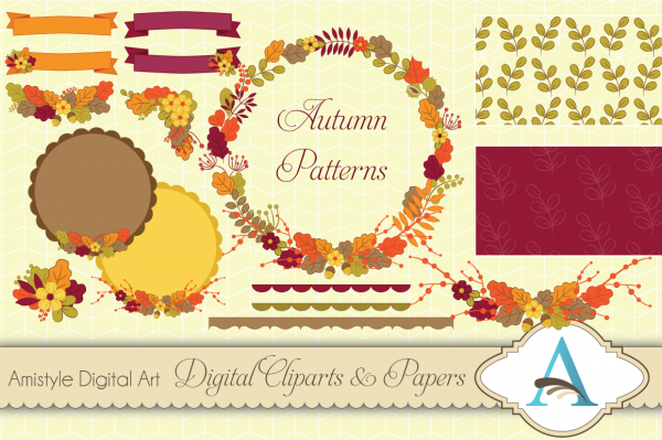 Download Autumn Flower Clipart, Paper & Vector Set  