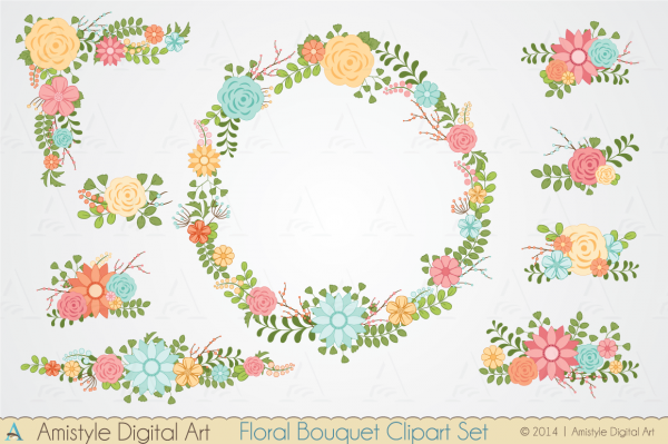 Download Floral Bouquet Clipart Set  