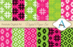 Christmas Damask Patterns -