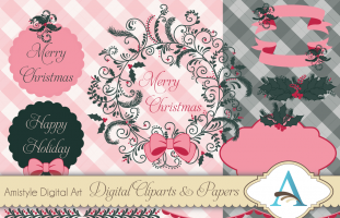 Christmas Wreath Clipart, Paper
