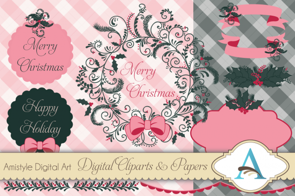 Download Christmas Wreath Clipart, Paper & Vector Set  