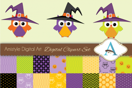 Halloween Owl Clipart, Paper &