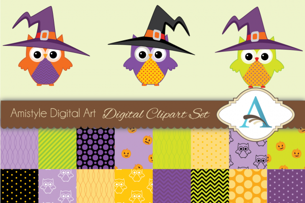 Download Halloween Owl Clipart, Paper & Vector Set  