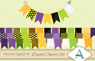 Halloween Bunting Flags Clipart