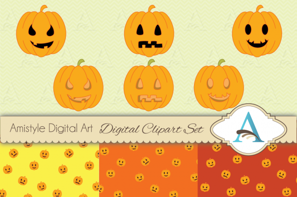 Download Halloween Pumpkin Clipart, Paper & Vector Set 