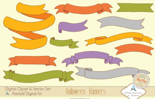 Halloween Banners Hand Drawn