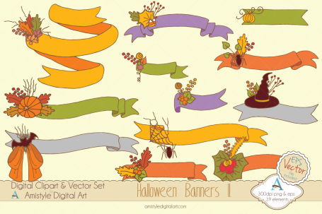Halloween Banners with Flowers