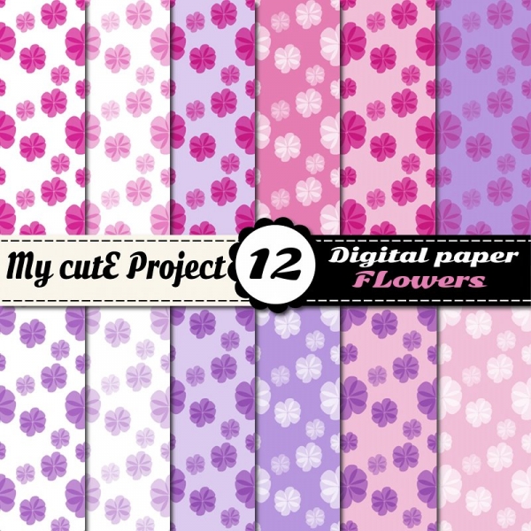 Download Pastel Flower - Digital paper - Scrapbooking - A4 & 12x12" 