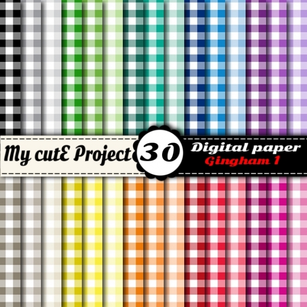 Download Gingham Digital Paper - Scrapbooking -30 colors - A4 & 12x12" 