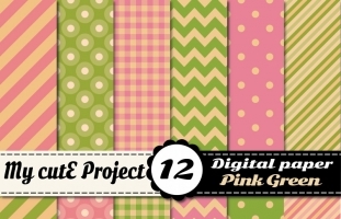 Vintage Pink & Green - DIGITAL