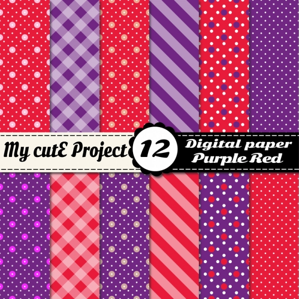 Download Purple & red - DIGITAL Paper - Scrapbooking - A4 & 12x12" 