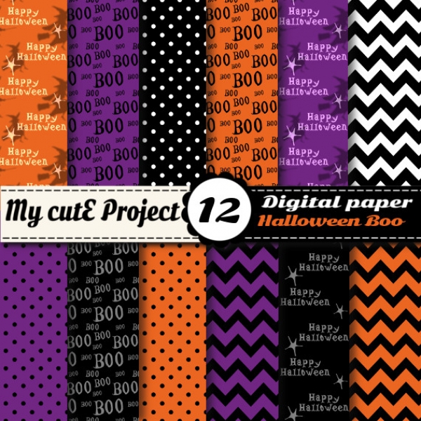 Download Happy Halloween BOO- DIGITAL Paper - Scrapbooking - A4 & 12x12& 