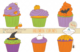 Halloween Cupcakes Handdrawn