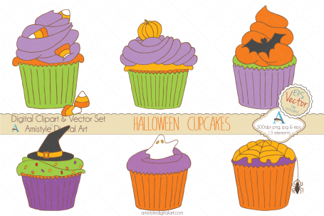 Halloween Cupcakes Handdrawn