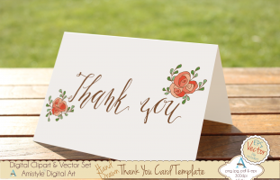 Thank You - Peach Rose - Greeting