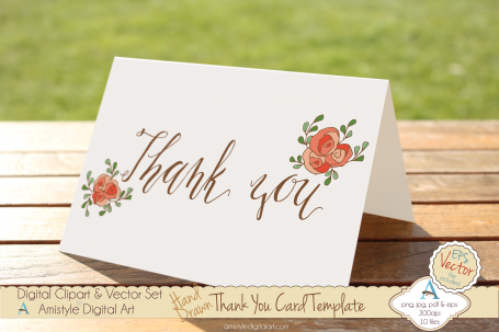 Thank You - Peach Rose - Greeting