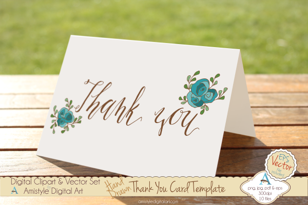 Download Thank You - Blue Rose - Greeting Card Template&Clipart 