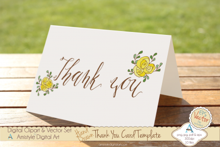 Thank You - Yellow Rose - Greeting