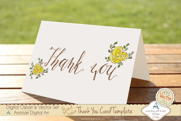 Download Thank You - Yellow Rose - Greeting Card Template&Clipart 